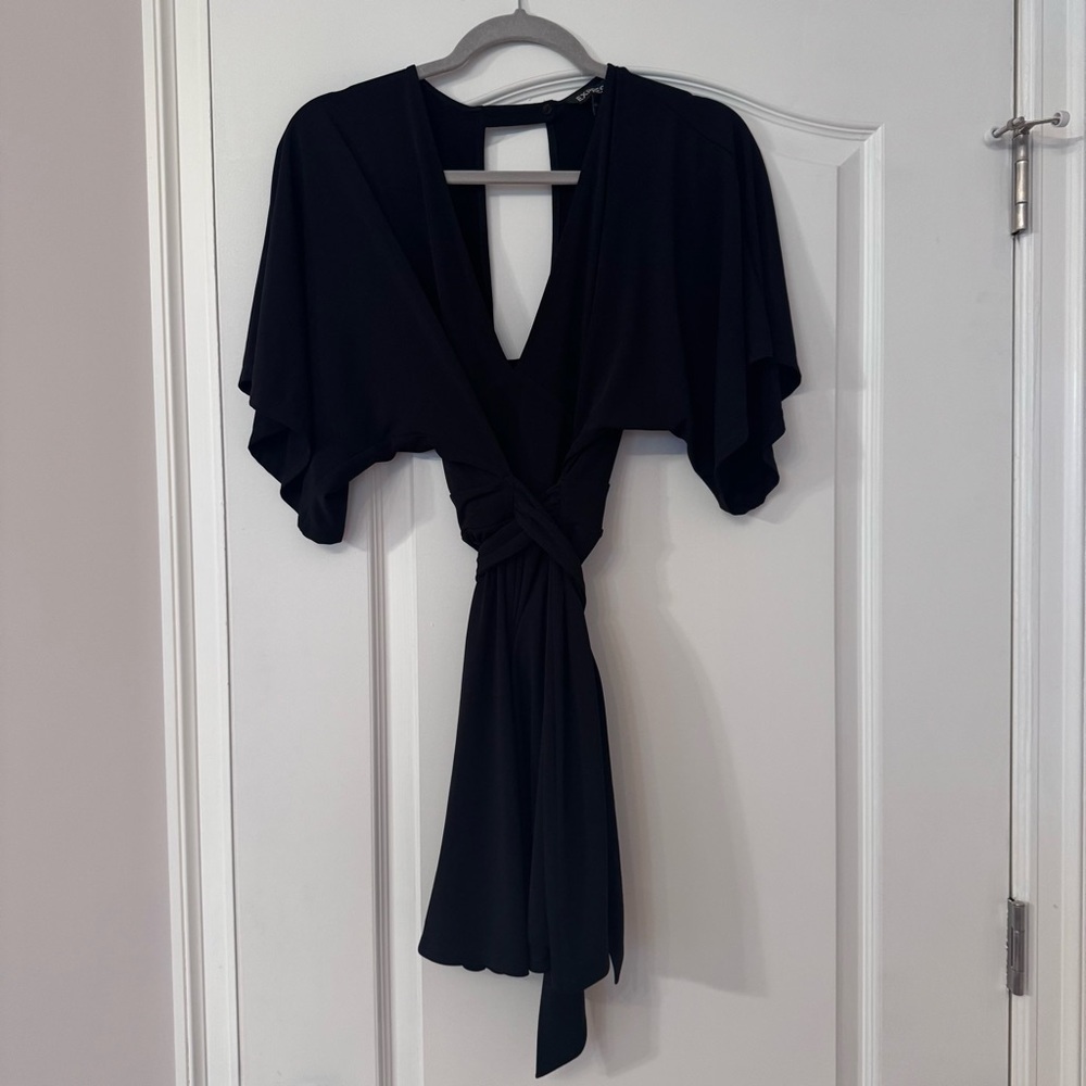Elegant Black Wrap Dressy Romper